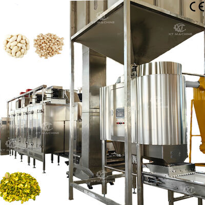 良い価格 商業用 1000kg/h-2000kg/h ピーナッツ/ヘーゼルナッツ/ピスタチオ焙煎およびブランチング生産ライン ステンレス鋼304構造 オンライン
