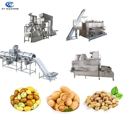 500-1000kg/h 容量 SUS304 食品級ステンレス鋼とPLC制御のピーナッツコーティングとロースト加工ライン
