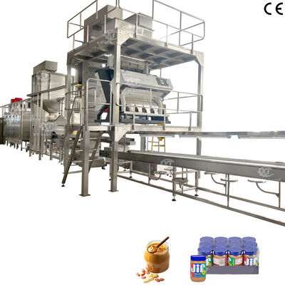 良い価格 全自動ピーナッツバター杏仁バターの生産ライン PLC制御 2000kg/hの容量を持つナッツバターの製造機械 オンライン